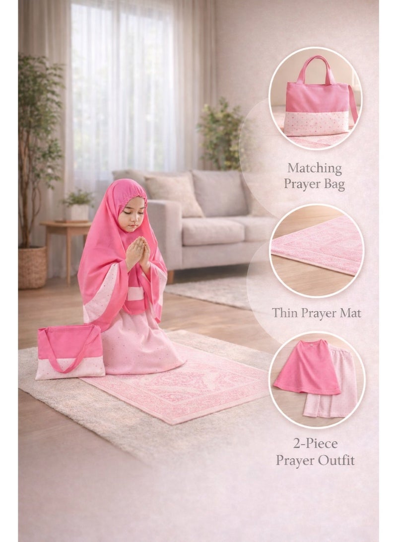 Elanesa  10–11 Years – Kids’ Unique Prayer Dress with Matching Bag and Prayer Mat, Made in Turkey - Image 1
